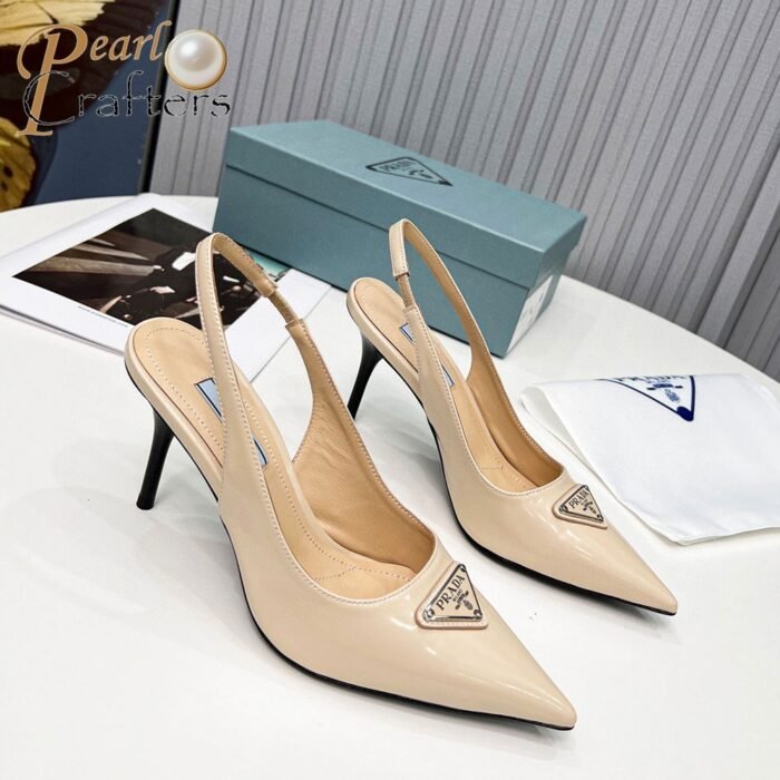 Prada  Stiletto  Bright Triangle Logo Sandals Slide - Image 5