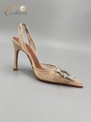 Amina Muaddi Sunflower Crystal Embellished Lace Up Heels Sandals Slipper Shoes - Image 5