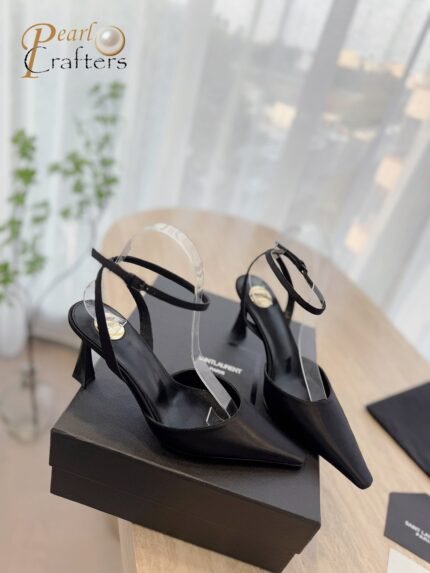 Saint Laurent YSL Pointed Toe Heeled Sandals Slippers Shoes