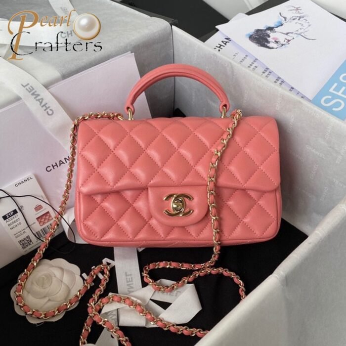 ⁦Chanle Lambskin Mini Top Handle CF Shoulder Bag⁩ - الصورة ⁦7⁩
