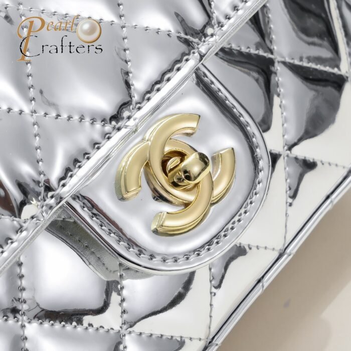 ⁦Chanel 24c Star Bag Mini CF Patent Leather Silver Shoulder Bag Handbag⁩ - الصورة ⁦6⁩
