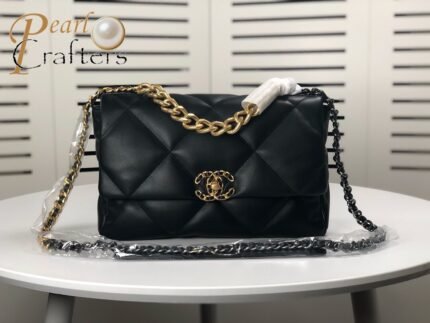 Chanel Lambskin Quilted Medium19 Flap Shoulder Bag Handbag