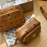 ⁦MCM Small & Mini Size Aren Crossbody in Visetos Cognac Bag⁩ - الصورة ⁦3⁩