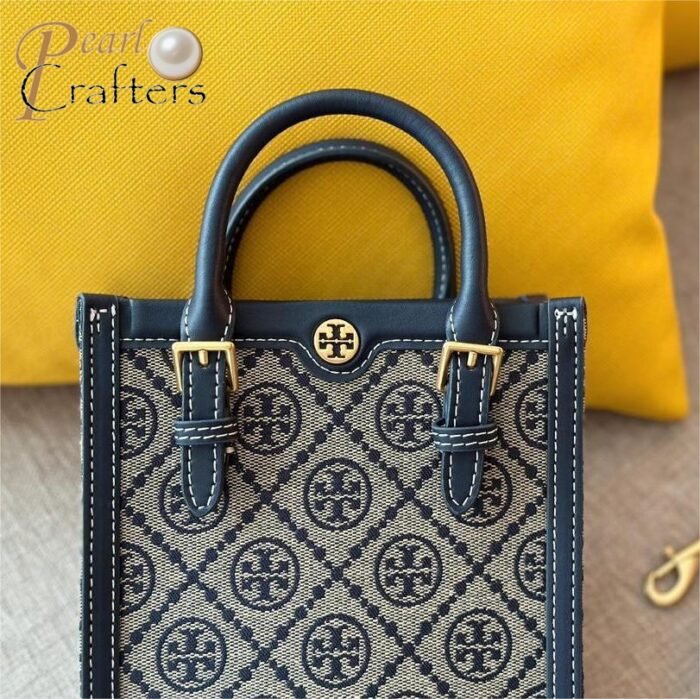Tory Burch Mini T Monogram Jacquard North-South Tote Bag - Image 6