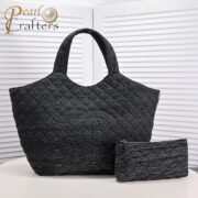 ⁦Chanel Leather&Canvas Tote Shoulder Bag Handbag⁩ - الصورة ⁦3⁩