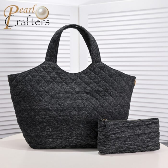 ⁦Chanel Leather&Canvas Tote Shoulder Bag Handbag⁩ - الصورة ⁦3⁩