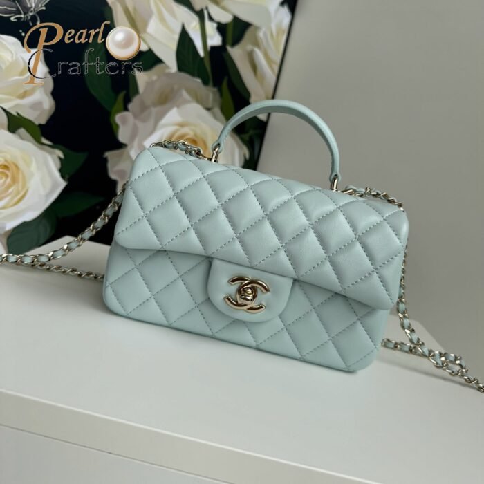 Chanel Classic Mini Flap Bag Top Handle Shoulder Bag Handbag 10A - Image 13