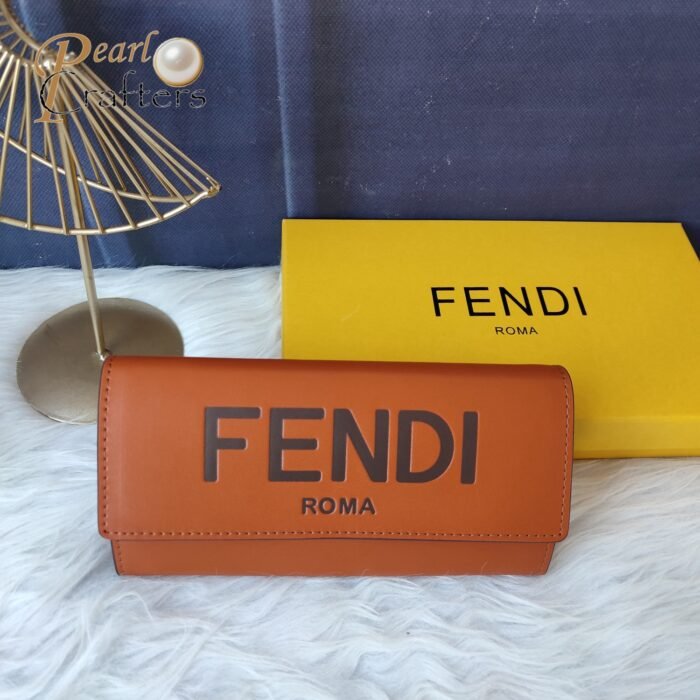 Fendi Roma Logo Embossed Long Flap Calfskin Wallet Handbag - Image 2