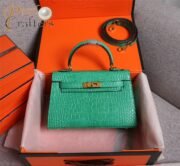 ⁦Hermes Kelly Gold Buckle Bag-Crocodile Handbag Shoulder Bag⁩ - الصورة ⁦16⁩