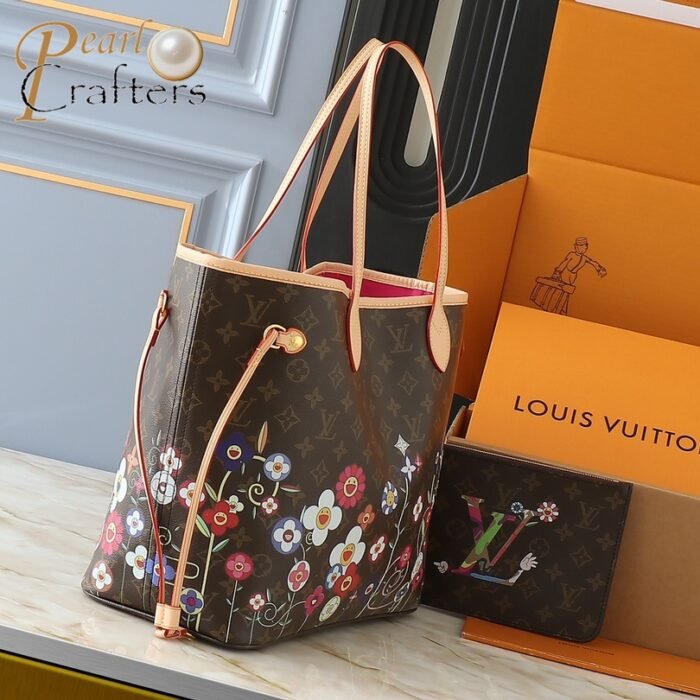 ⁦Louis Vuitton LV  Takashi Murakami Neverfull MM Tote Bag Shopper Shoulder Bag M13675 M13271 M40995⁩ - الصورة ⁦5⁩