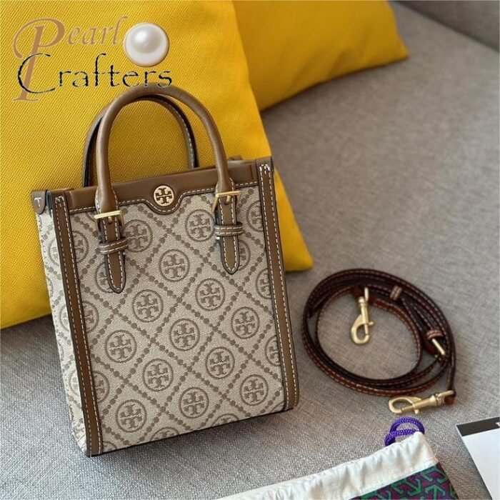 Tory Burch Mini T Monogram Jacquard North-South Tote Bag - Image 4