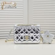 Chanel 24c CF Stars Bag Patent Leather Silver Shoulder Bag Handbag