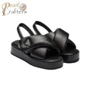 Prada Leather Peep-toe Beach Sandals Slide