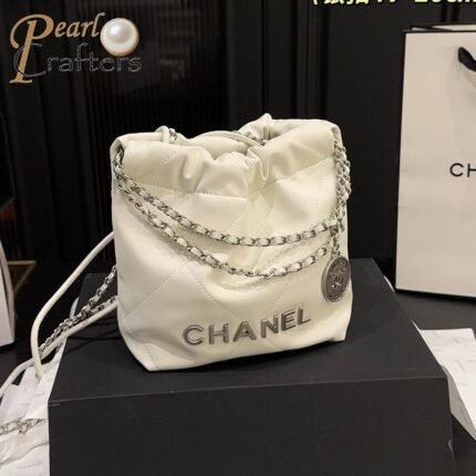 Chanel Calfskin Lacquered White&Black Mini Bag Handbag Shoulder Bag