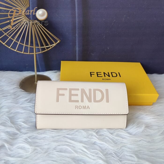 Fendi Roma Logo Embossed Long Flap Calfskin Wallet Handbag - Image 3