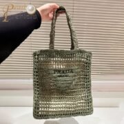 ⁦Prada Grass Woven Shoulder Bag Handbag⁩ - الصورة ⁦9⁩