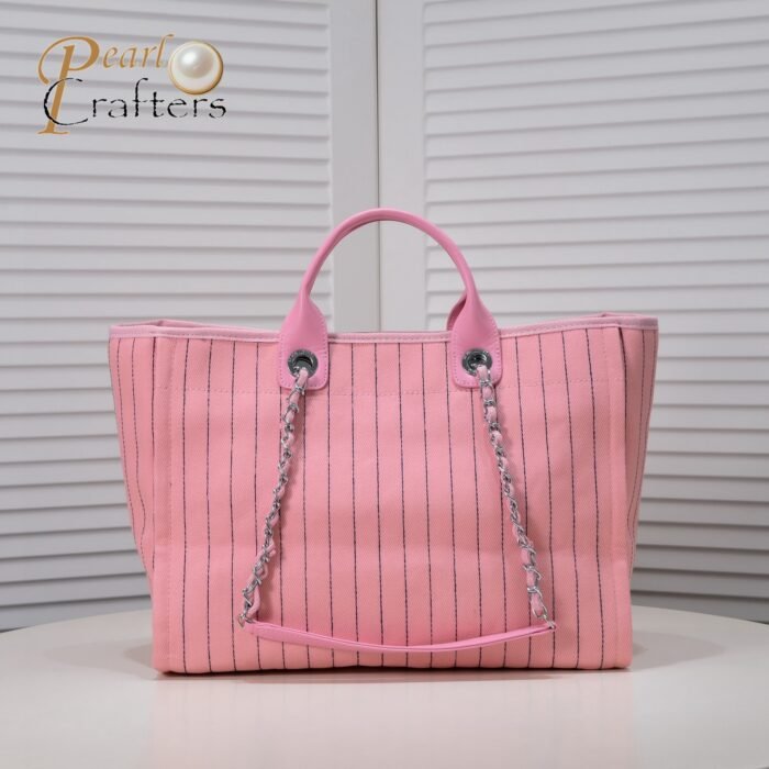 Chanel Cruise Chain Canvas Beach Bag Shopping bag Tote Shoulder Bag Handbag - Image 3