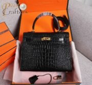 ⁦Hermes Kelly Gold Buckle Bag-Crocodile Handbag Shoulder Bag⁩ - الصورة ⁦15⁩