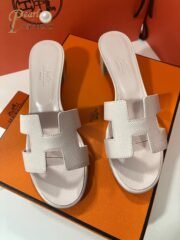 ⁦Hermes Palm epson leather H Sandals Slippers Chunky Heels⁩ - الصورة ⁦2⁩