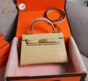 ⁦Hermes Kelly Gold Buckle Bag-Crocodile Handbag Shoulder Bag⁩ - الصورة ⁦5⁩