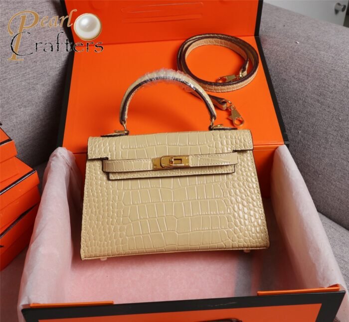 ⁦Hermes Kelly Gold Buckle Bag-Crocodile Handbag Shoulder Bag⁩ - الصورة ⁦5⁩