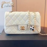 Chanel Lambskin Quilted Enamel CC Pearl Crush Mini Flap Black Shoulder Bag - Image 6
