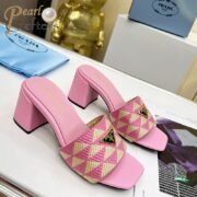 ⁦Prada Fabric Chunky Heels Sandals Slide⁩ - الصورة ⁦6⁩