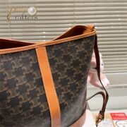 Celine Bucket In Triomphe Canvas And Calfskin Bag - Image 5