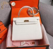⁦Hermes Kelly Gold Buckle Bag-Crocodile Handbag Shoulder Bag⁩ - الصورة ⁦3⁩