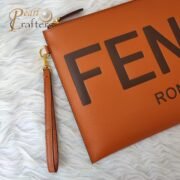 Fendi Logo Embossed Calfskin Clutch Bag - Image 7
