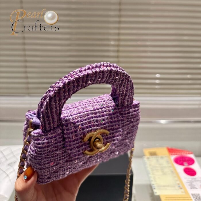 Chanel Kelly Shopping Bag Cotton Tweed - Image 8