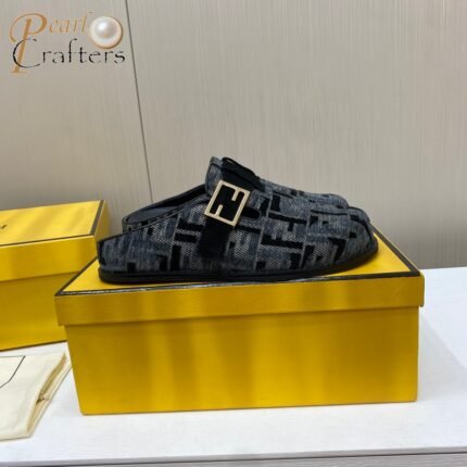Fendi Old Flower Half Drag Strap FF Baguette Decorative Buckle Sandals Slipper
