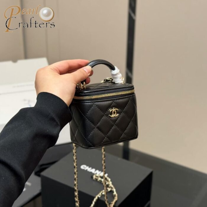 Chanel Box Bag with Mirror Handbag Shoulder Satchel - Image 4