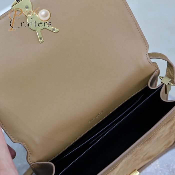 ⁦Saint Laurent YSL brown Solferino medium suede shoulder bag 10A quality 635025⁩ - الصورة ⁦10⁩