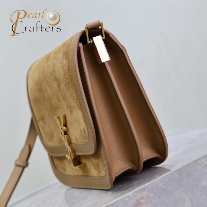 ⁦Saint Laurent YSL brown Solferino medium suede shoulder bag 10A quality 635025⁩ - الصورة ⁦6⁩
