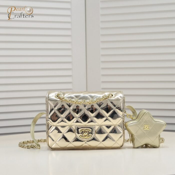 Chanel 24c CF Stars Bag Patent Leather Gold Shoulder Bag Handbag - Image 1