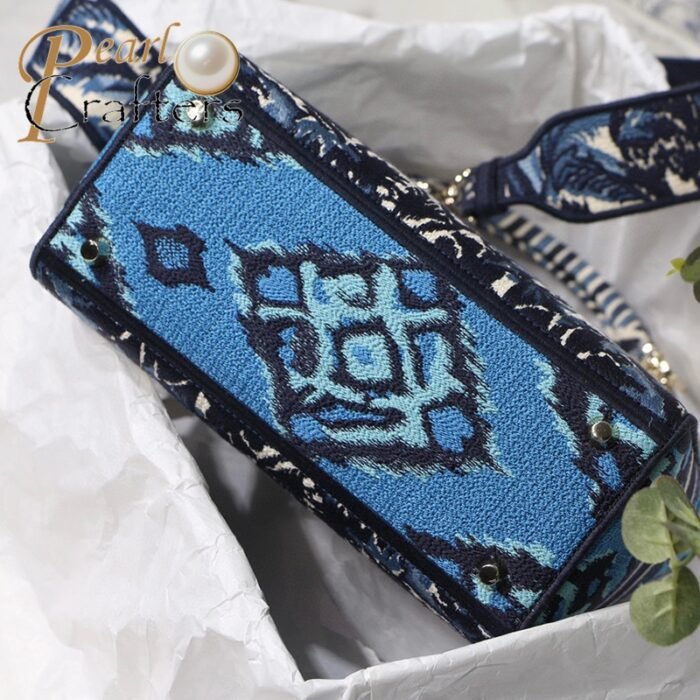 Dior The LADY D-LITE Bag Blue Dior Palms Embroidery M0565OREU_M928 - Image 5