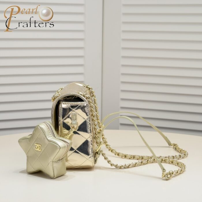 Chanel 24c CF Stars Bag Patent Leather Gold Shoulder Bag Handbag - Image 2
