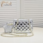 ⁦Chanel 24c Star Bag Mini CF Patent Leather Silver Shoulder Bag Handbag⁩ - الصورة ⁦3⁩