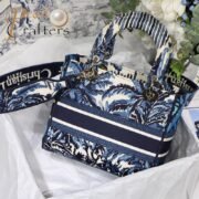 Dior The LADY D-LITE Bag Blue Dior Palms Embroidery M0565OREU_M928 - Image 6