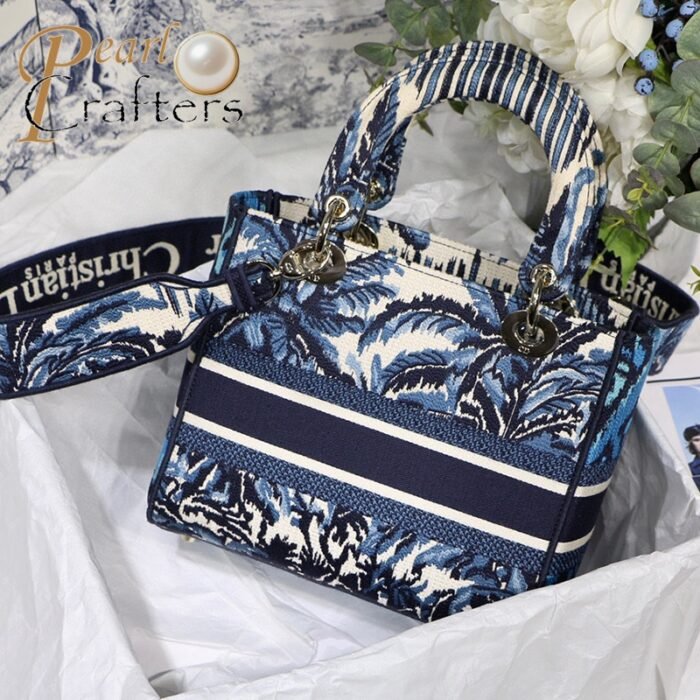 Dior The LADY D-LITE Bag Blue Dior Palms Embroidery M0565OREU_M928 - Image 6