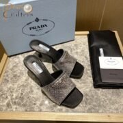 ⁦Prada  Crystal Silk  Slipsole Fashion Flip-flops  Sandals Slide⁩ - الصورة ⁦2⁩