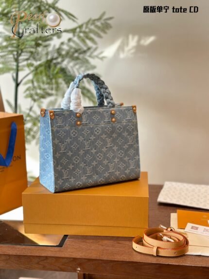 Louis Vuitton Onthego Denim Shoulder Bag Handbag