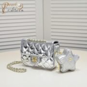 ⁦Chanel 24c Star Bag Mini CF Patent Leather Silver Shoulder Bag Handbag⁩ - الصورة ⁦2⁩