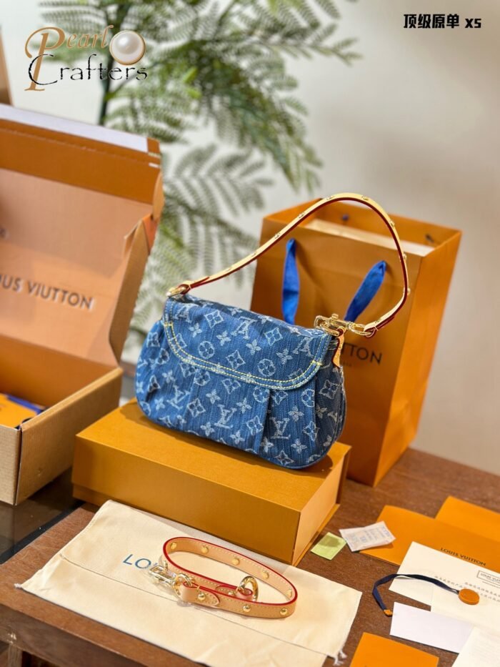 Louis Vuitton Denim Shoulder Bag - Image 5