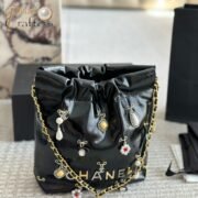 Chanel 22 garbage Bag Mini Handbag Shiny Lambskin Jewelry Charm Shoulder Bag