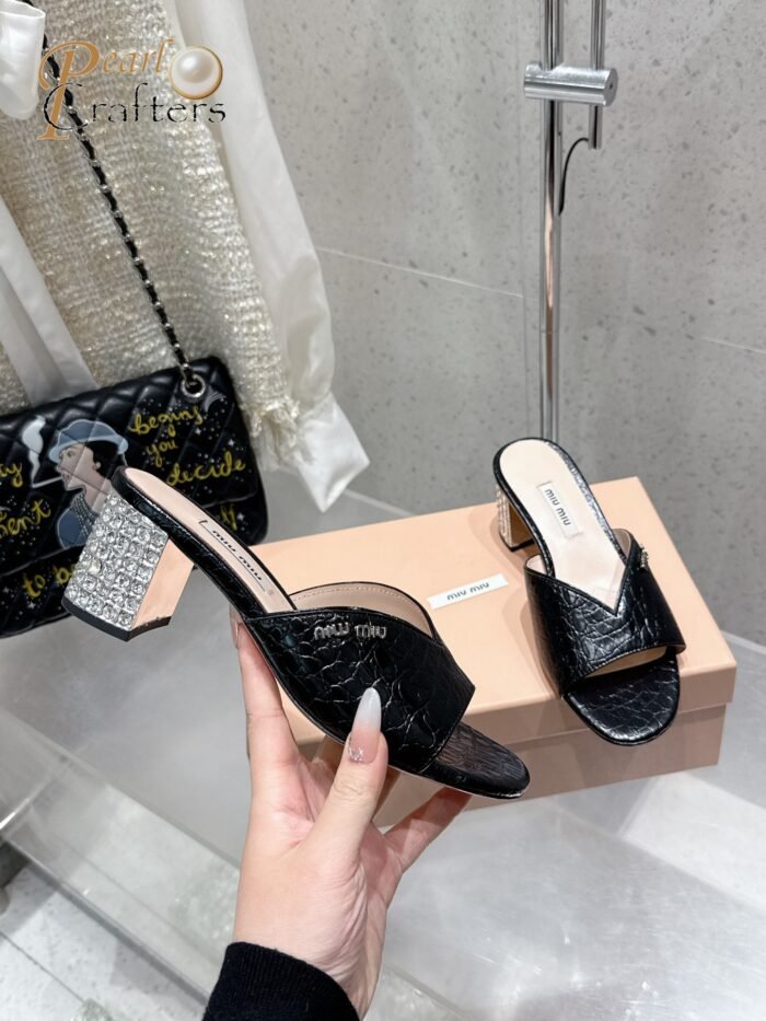 ⁦Miu Miu Slipper Sandals Heels Shoes⁩ - الصورة ⁦5⁩