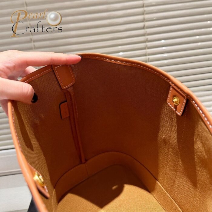 Celine Bucket In Triomphe Canvas And Calfskin Bag - Image 9