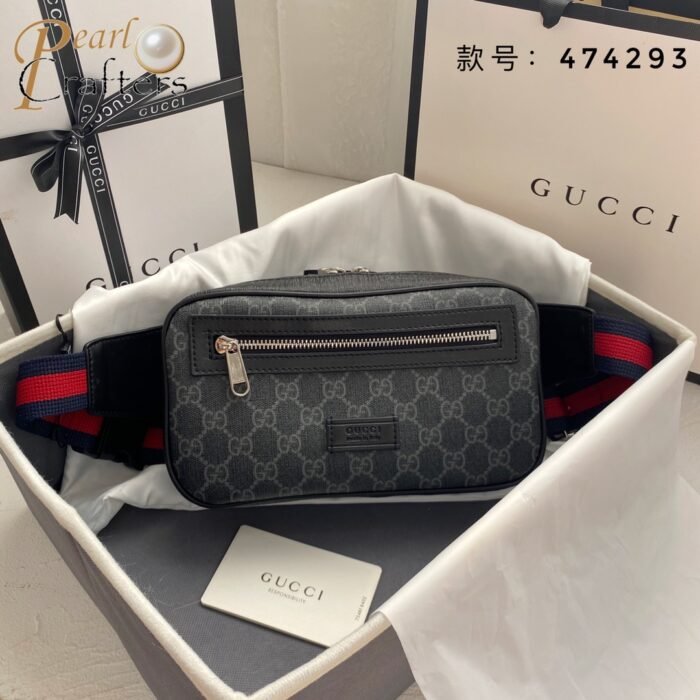 ⁦Gucci Canvas & Leather Waist Bag Belt Bag⁩ - الصورة ⁦5⁩