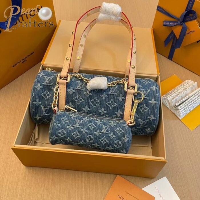 Louis Vuitton LV PAPILLON Denim Handbag Shoulder Bag - Image 2